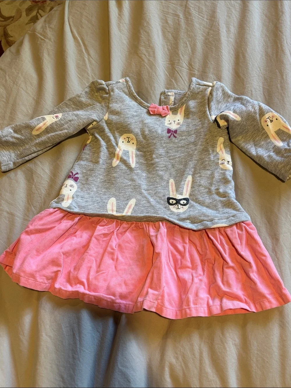 Gymboree Gray Dress with Pink Trim and Bunny Print